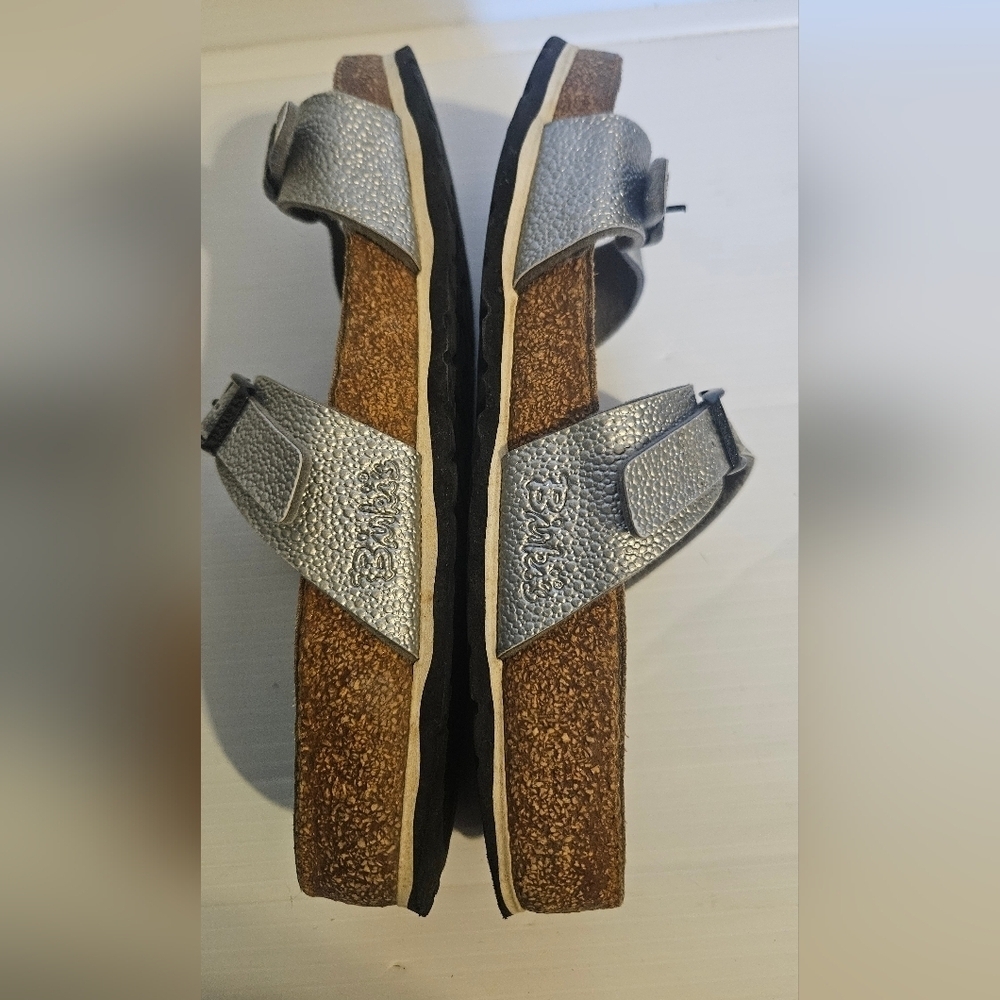Birkenstock Silver Tahiti Soft Double Strap Sandal Size 8 - Picture 4 of 6